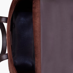 Dark brown suede carry-all satchel bag