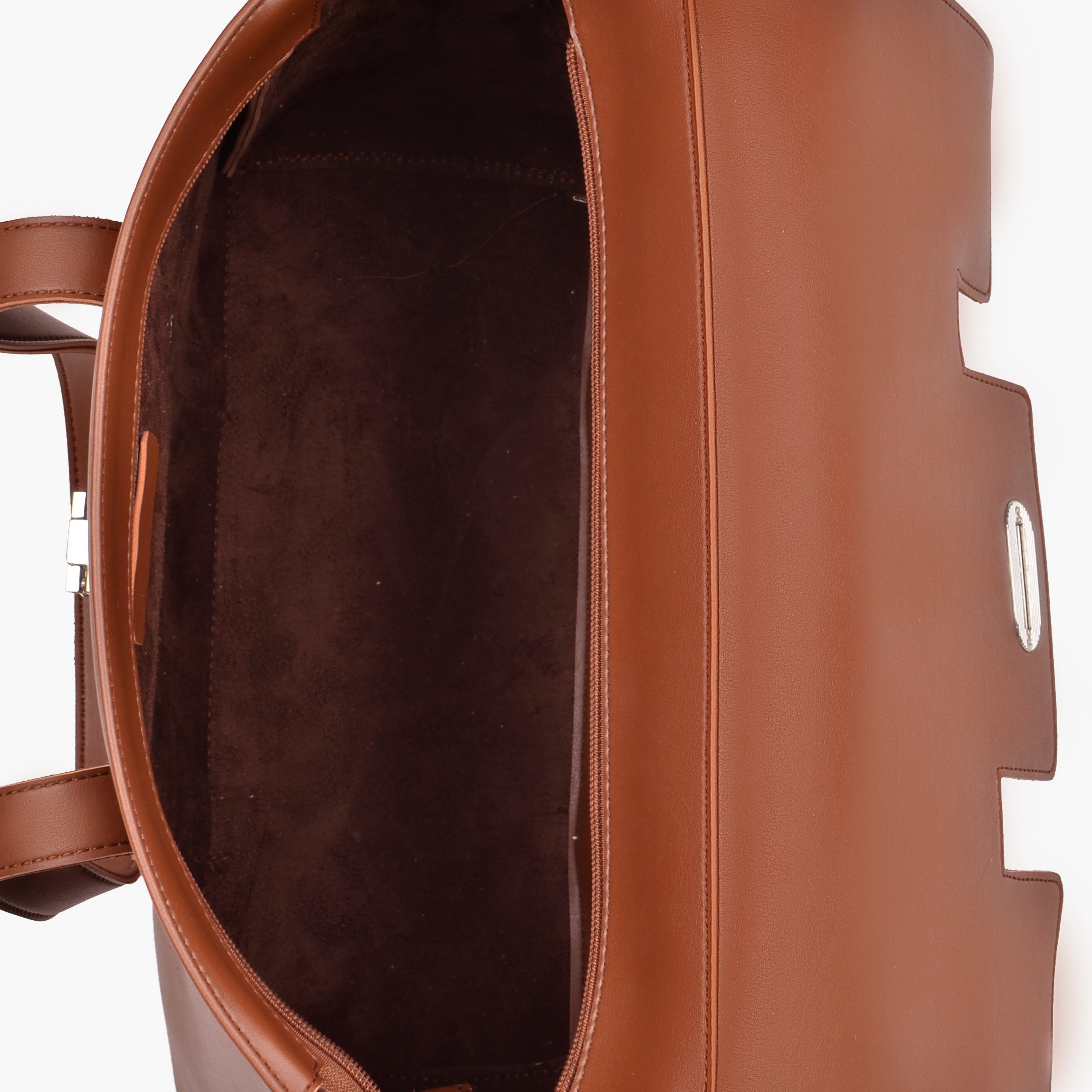 Brown carry-all satchel bag