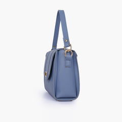 Sky blue compact top-handle cross-body bag