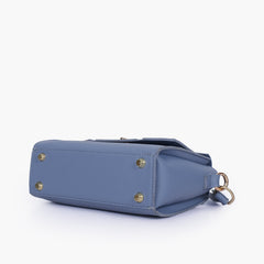 Sky blue compact top-handle cross-body bag