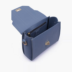 Sky blue compact top-handle cross-body bag