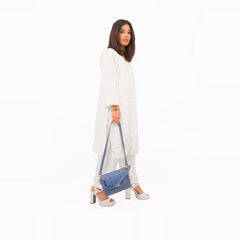 Sky blue compact top-handle cross-body bag