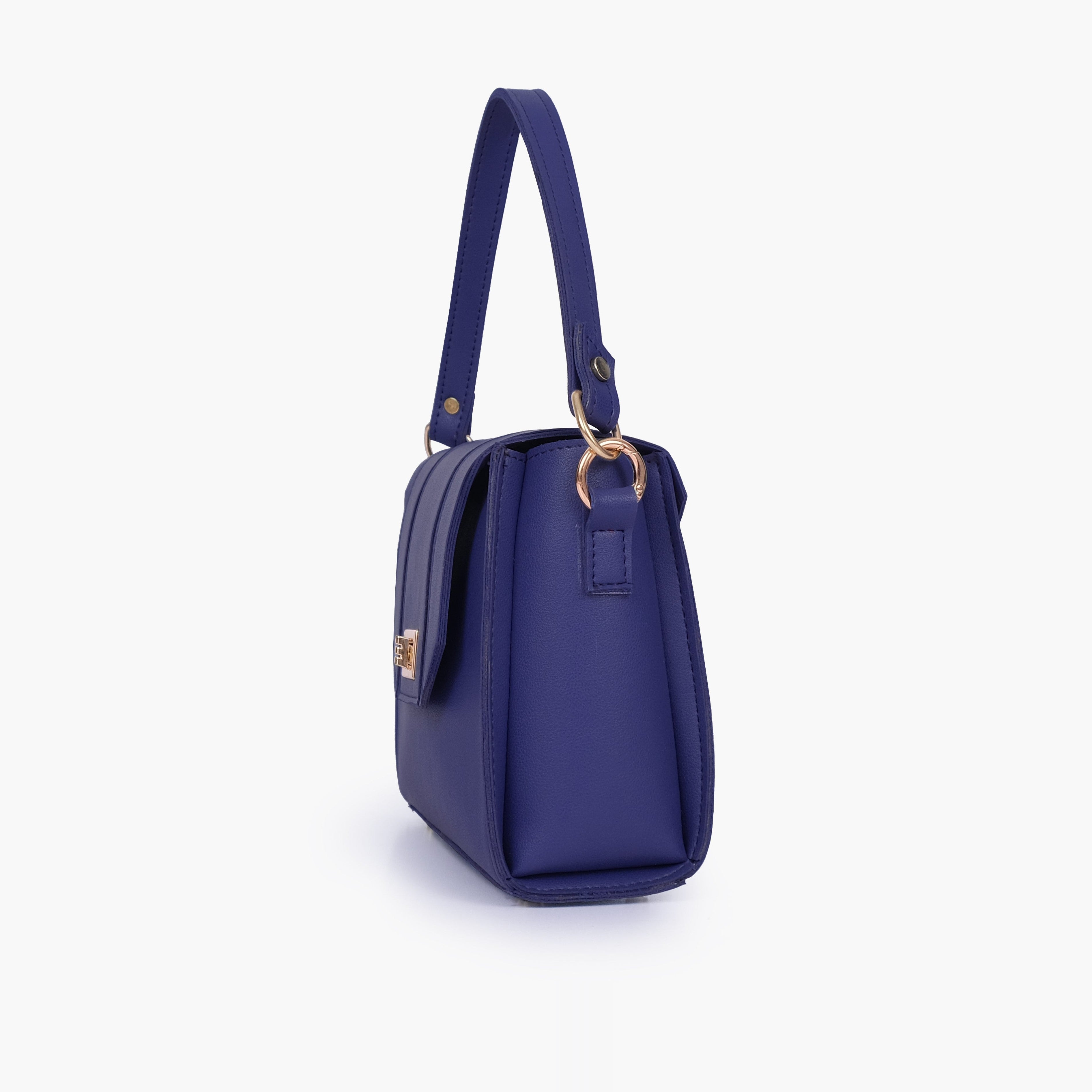 Dark blue compact top-handle cross-body bag