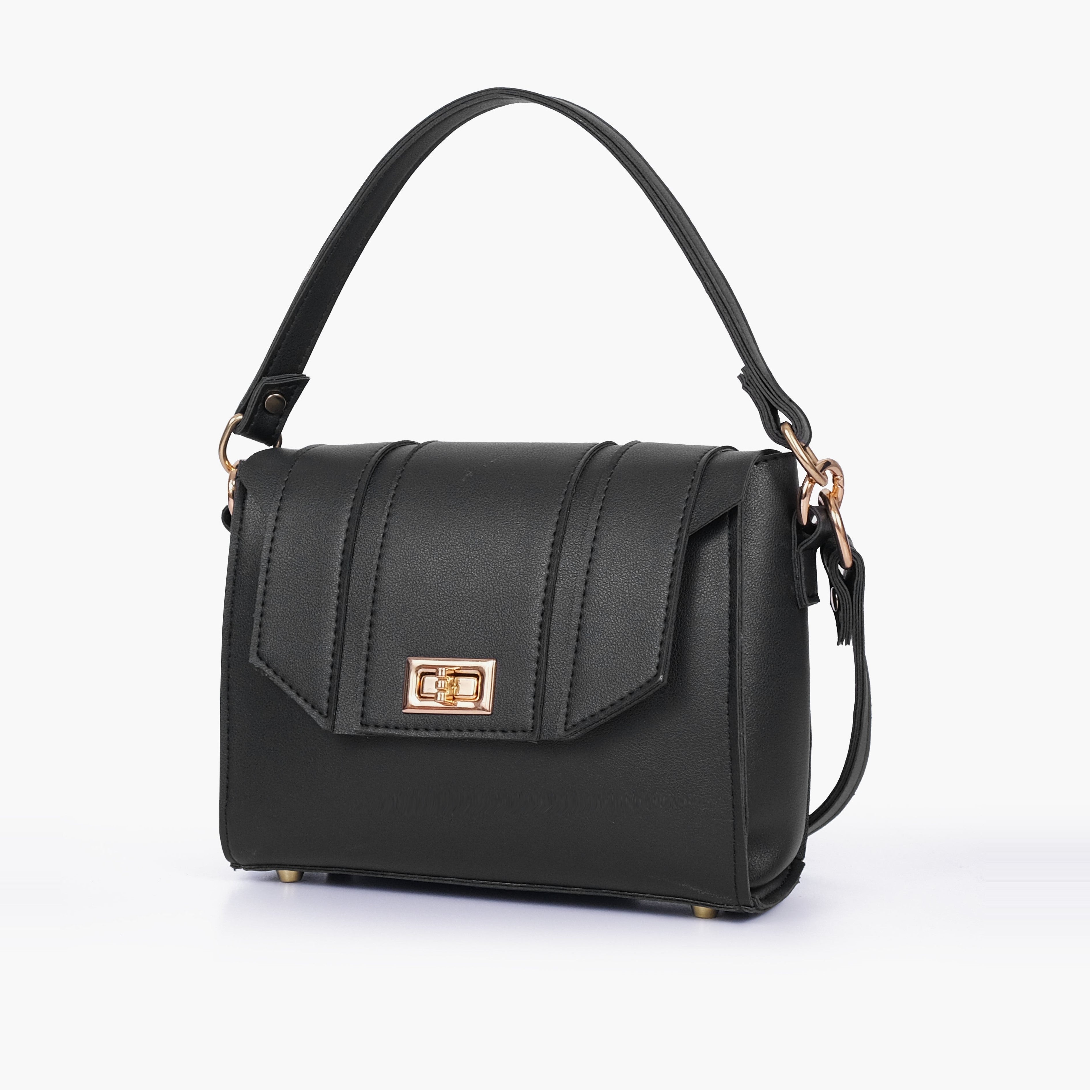 Black compact top-handle cross-body bag