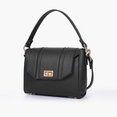 Black compact top-handle cross-body bag