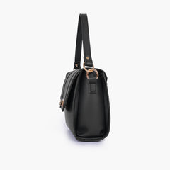 Black compact top-handle cross-body bag