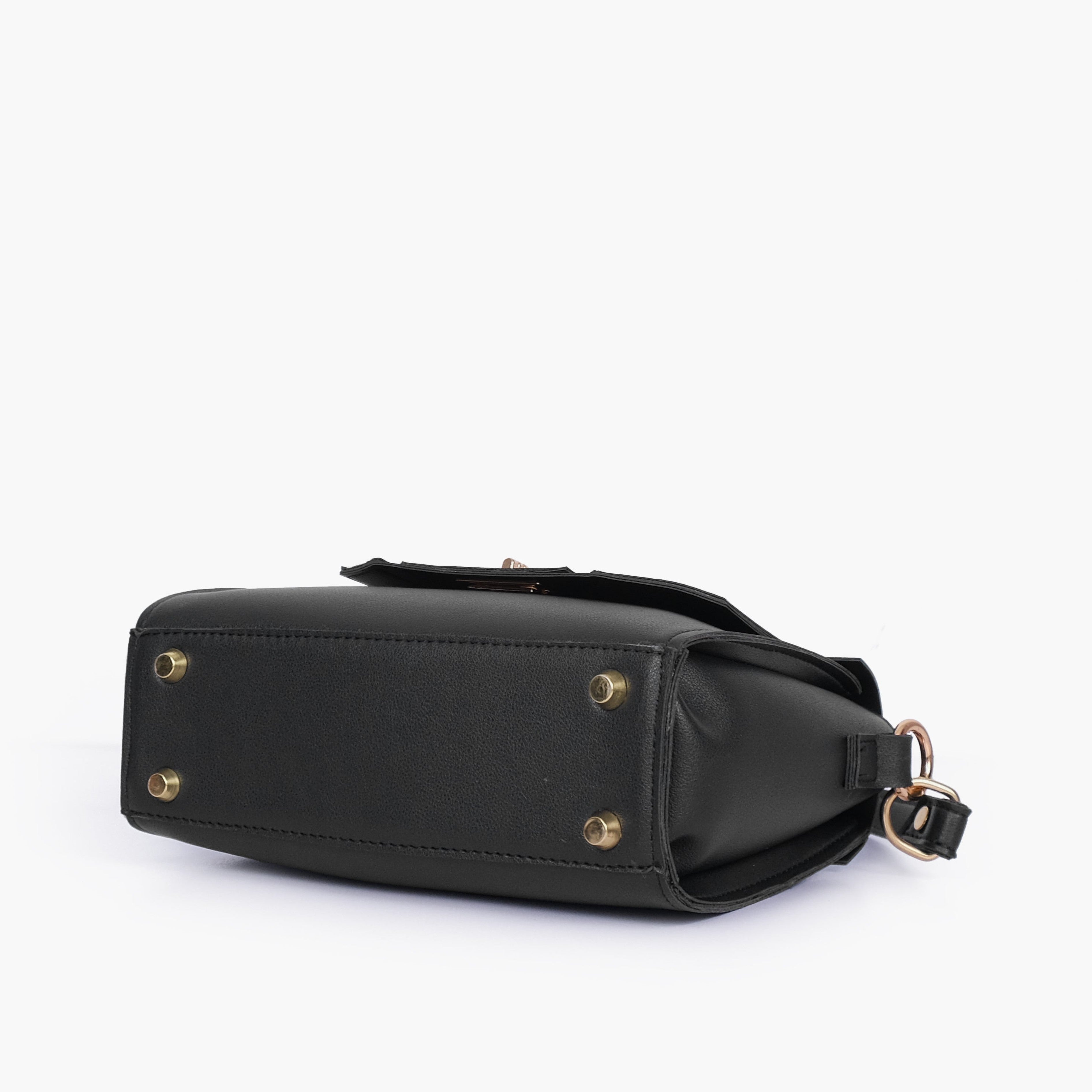Black compact top-handle cross-body bag