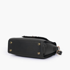 Black compact top-handle cross-body bag
