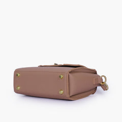 Brown compact top-handle cross-body bag