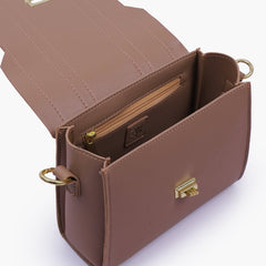 Brown compact top-handle cross-body bag