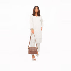 Brown compact top-handle cross-body bag