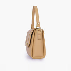 Coffee compact top-handle cross-body bag