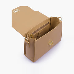 Coffee compact top-handle cross-body bag