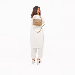 Coffee compact top-handle cross-body bag