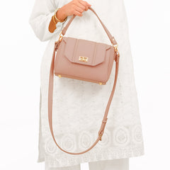 Peach compact top-handle cross-body bag