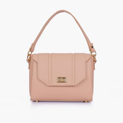 Peach compact top-handle cross-body bag