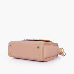 Peach compact top-handle cross-body bag