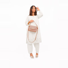 Peach compact top-handle cross-body bag