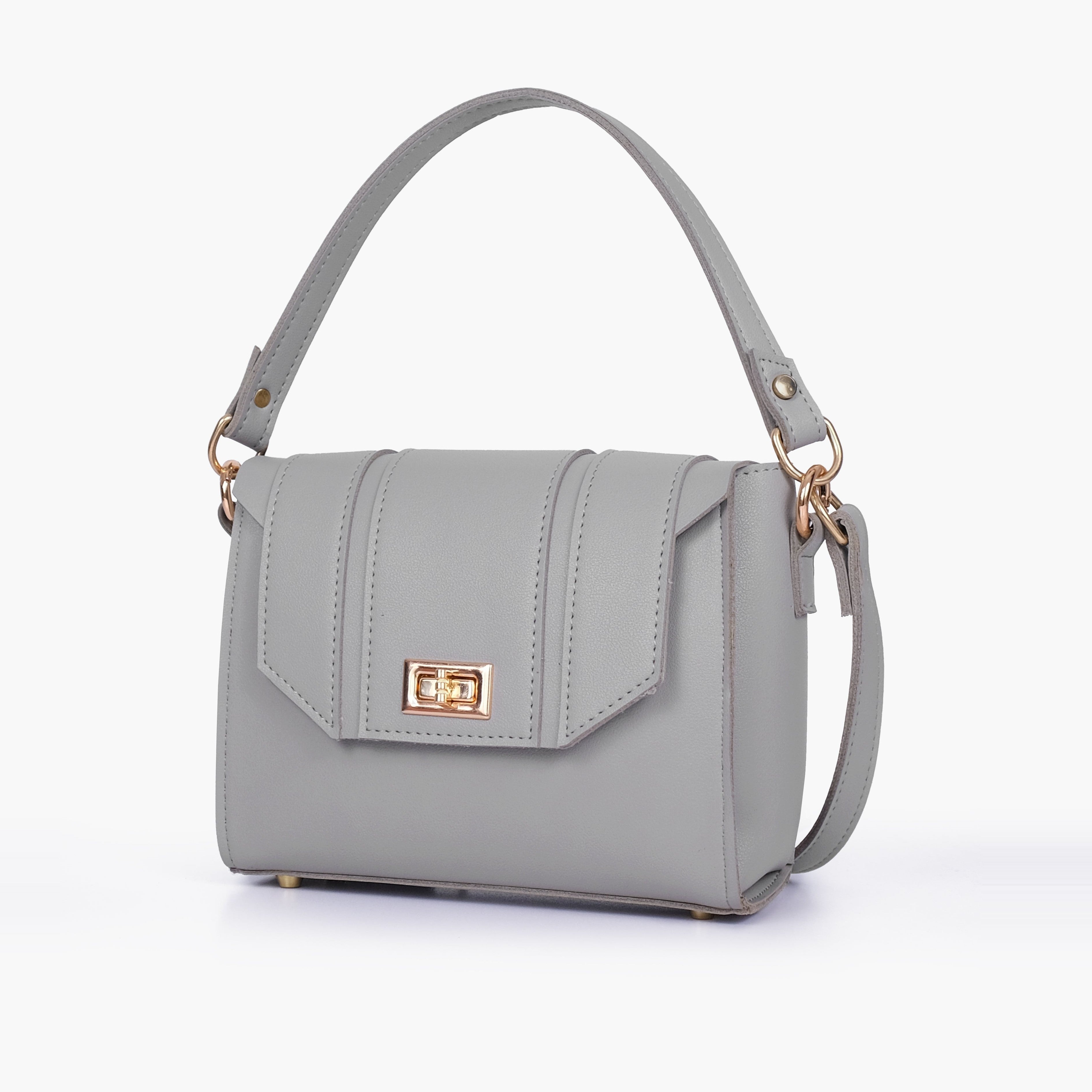 Grey compact top-handle cross-body bag