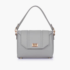 Grey compact top-handle cross-body bag