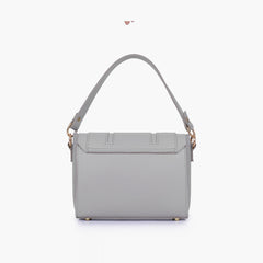 Grey compact top-handle cross-body bag