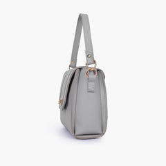 Grey compact top-handle cross-body bag