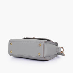 Grey compact top-handle cross-body bag