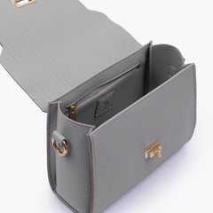 Grey compact top-handle cross-body bag