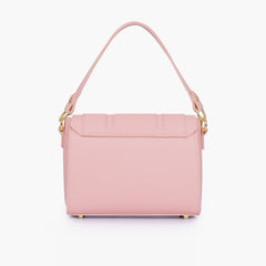 Pink compact top-handle cross-body bag