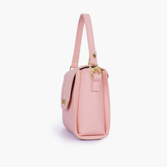 Pink compact top-handle cross-body bag