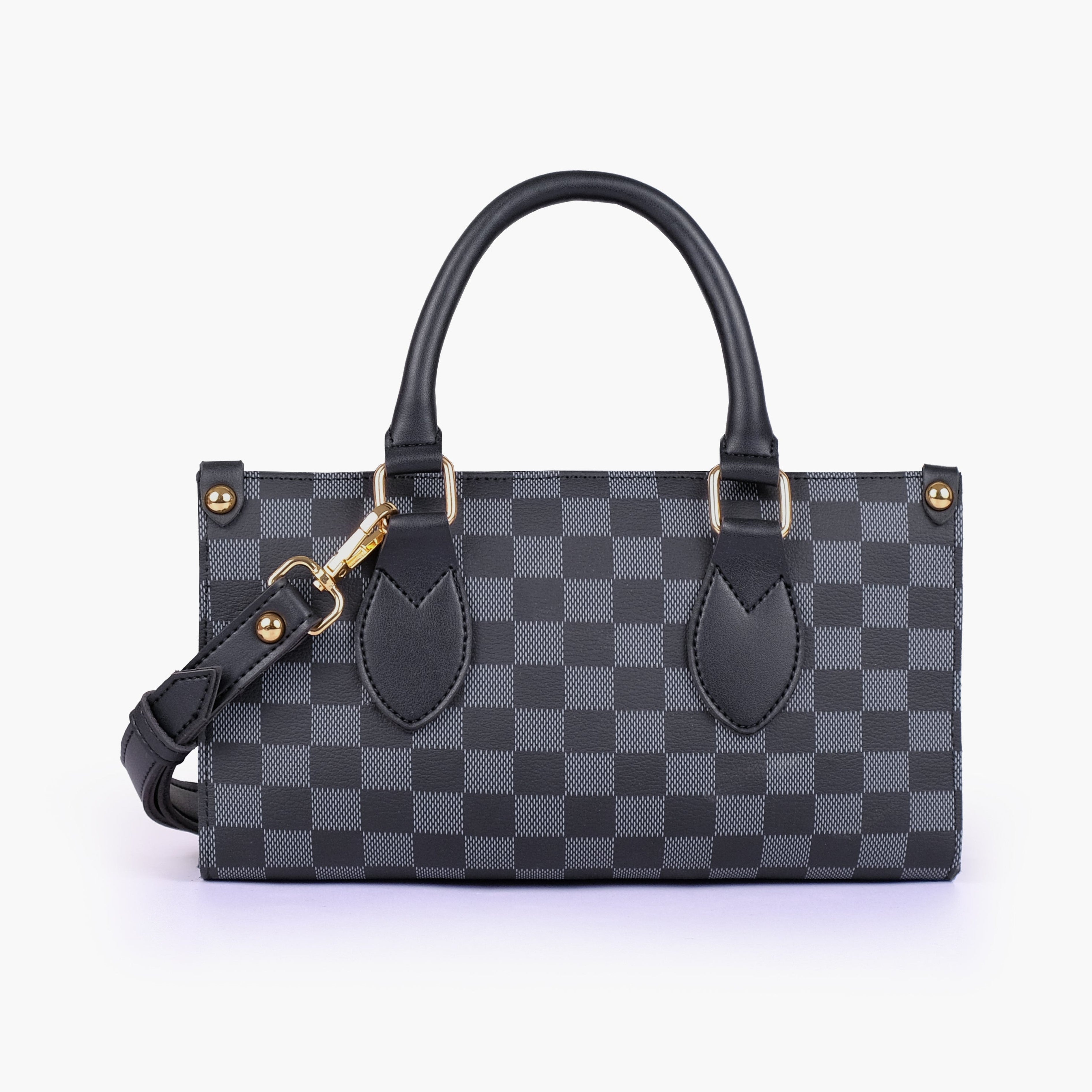 Black checkered on-the-go mini bag