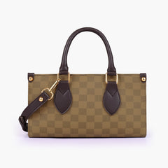 Brown checkered on-the-go mini bag