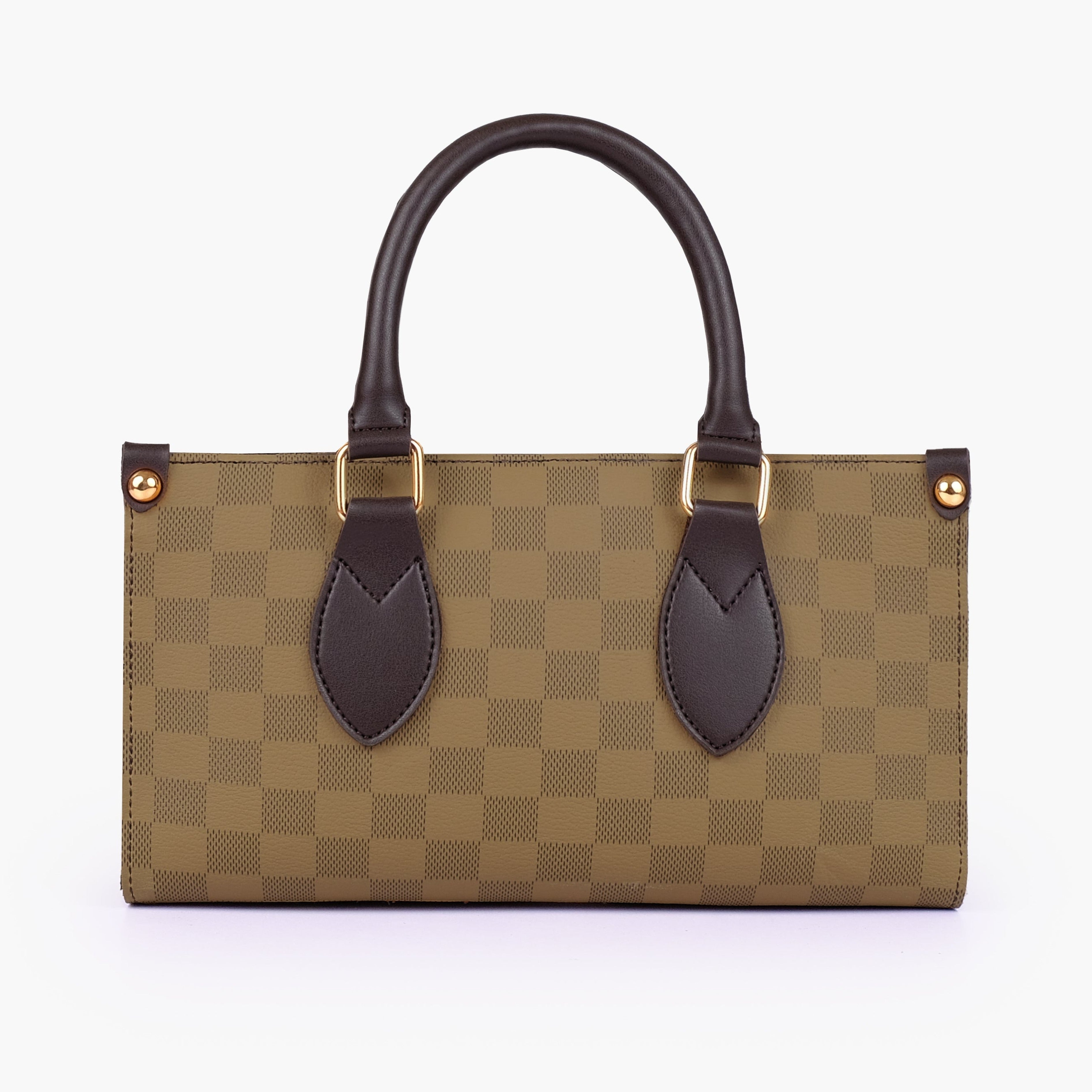 Brown checkered on-the-go mini bag