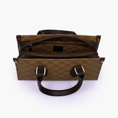 Brown checkered on-the-go mini bag