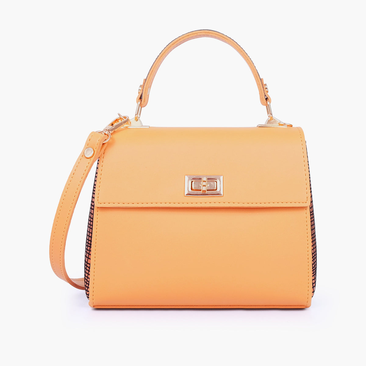 Mustard criss-cross top-handle bag