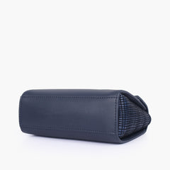 Blue criss-cross top-handle bag
