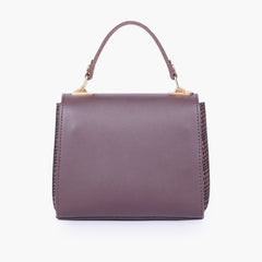 Dark brown criss-cross top-handle bag