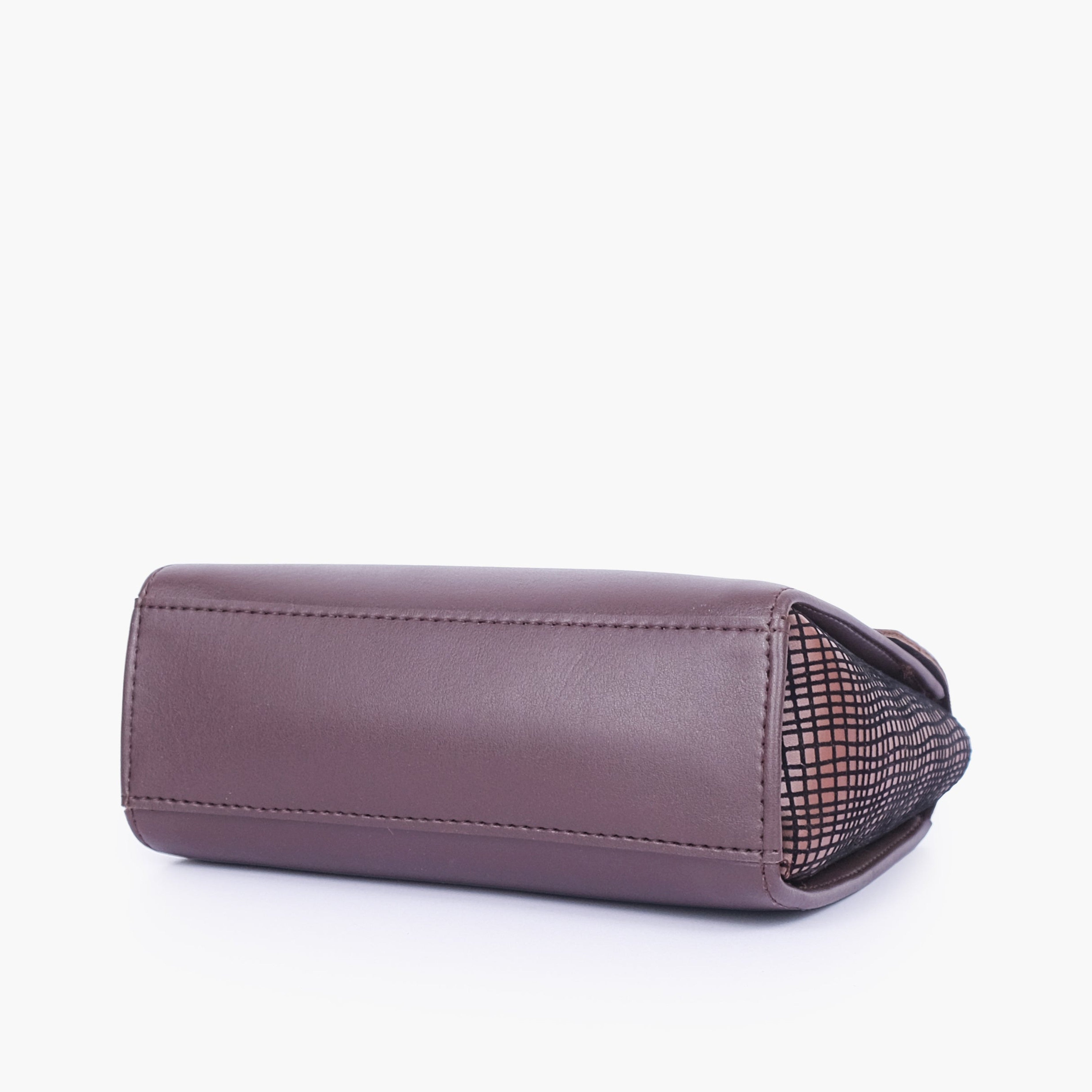 Dark brown criss-cross top-handle bag