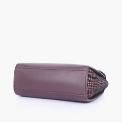 Dark brown criss-cross top-handle bag