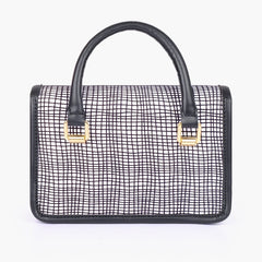 Black and white patterned cross-body with flap
