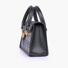 Black and white patterned cross-body with flap