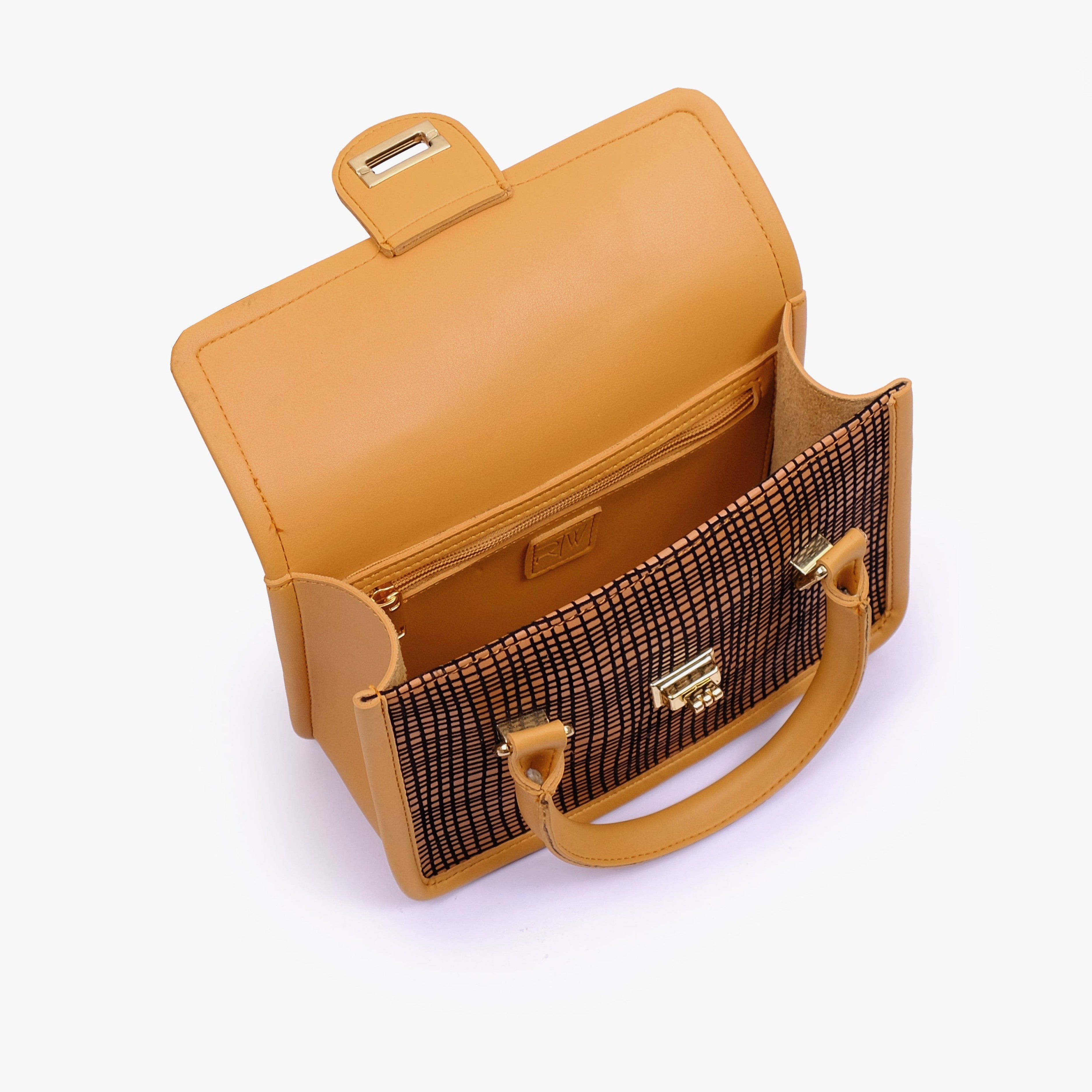 Mustard patterned cross-body with flap