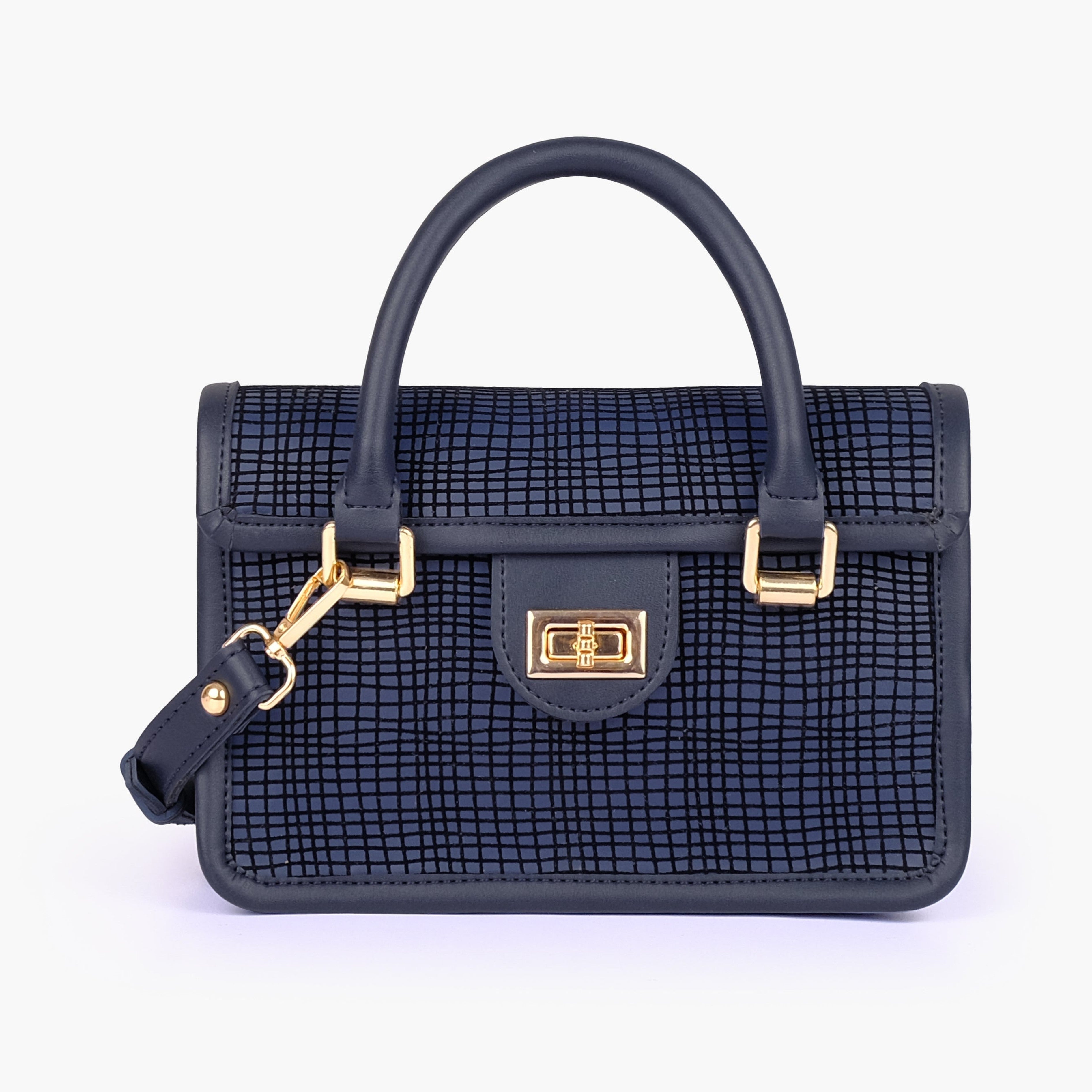 Blue patterned cross-body with flap