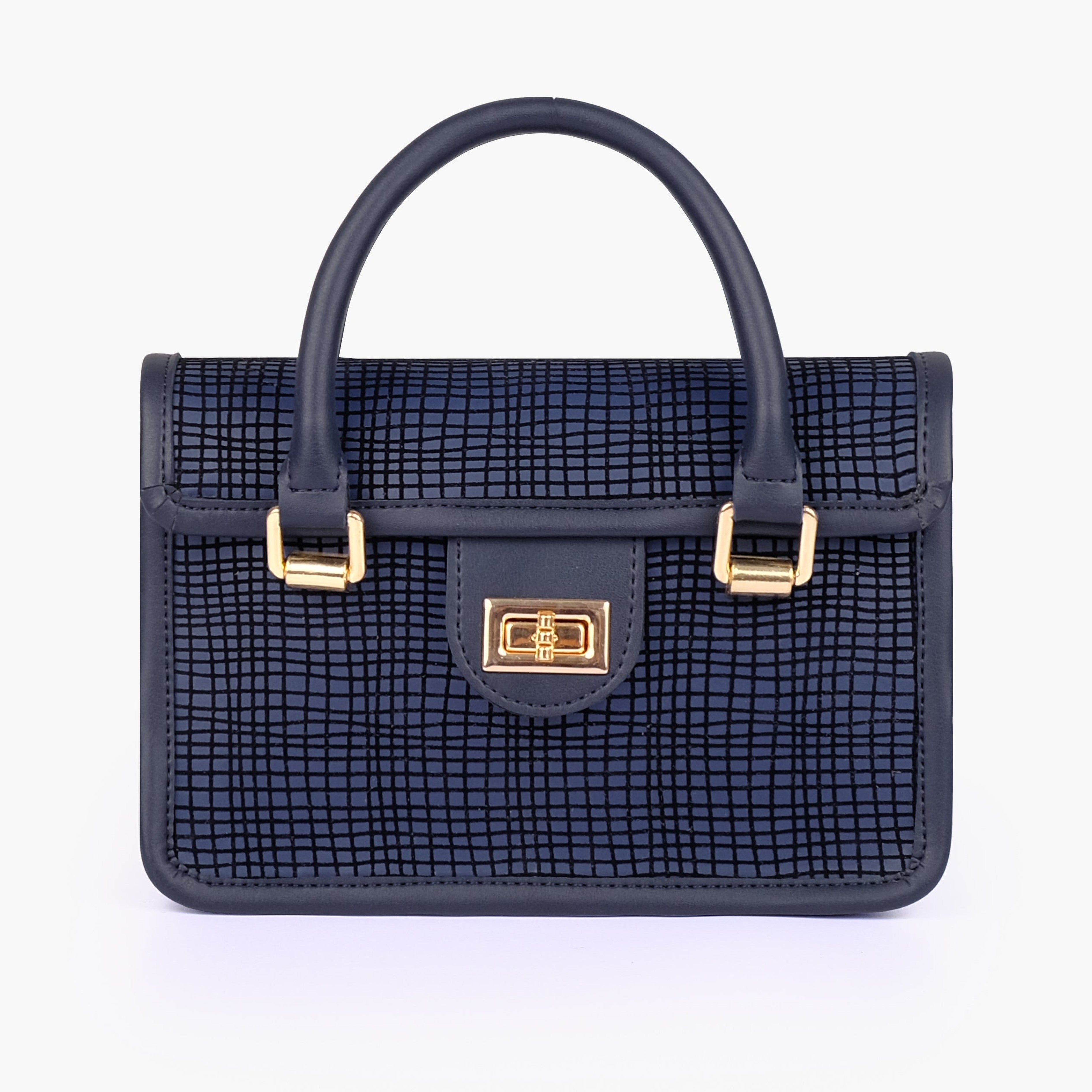 Blue patterned cross-body with flap