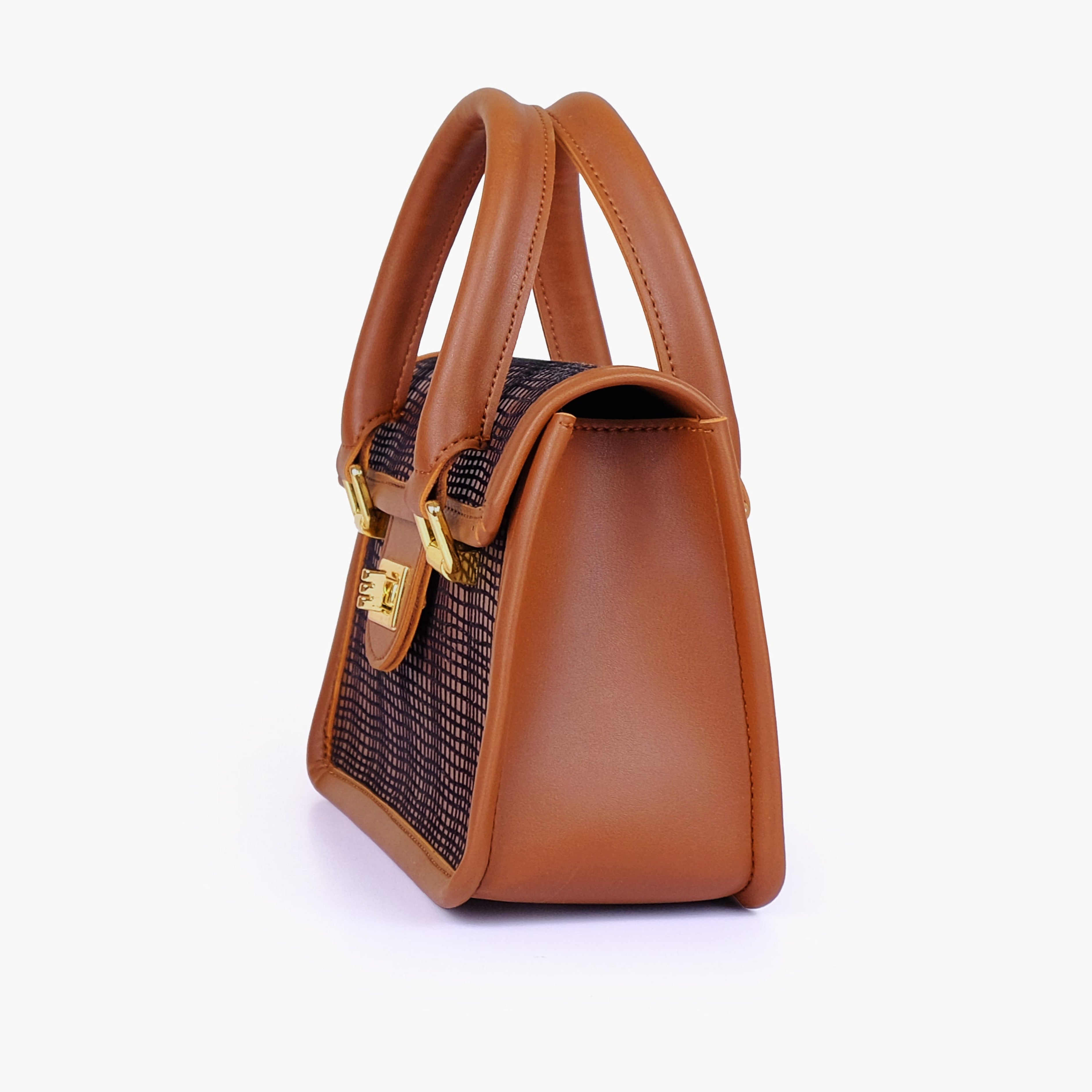 Brown patterned cross-body with flap