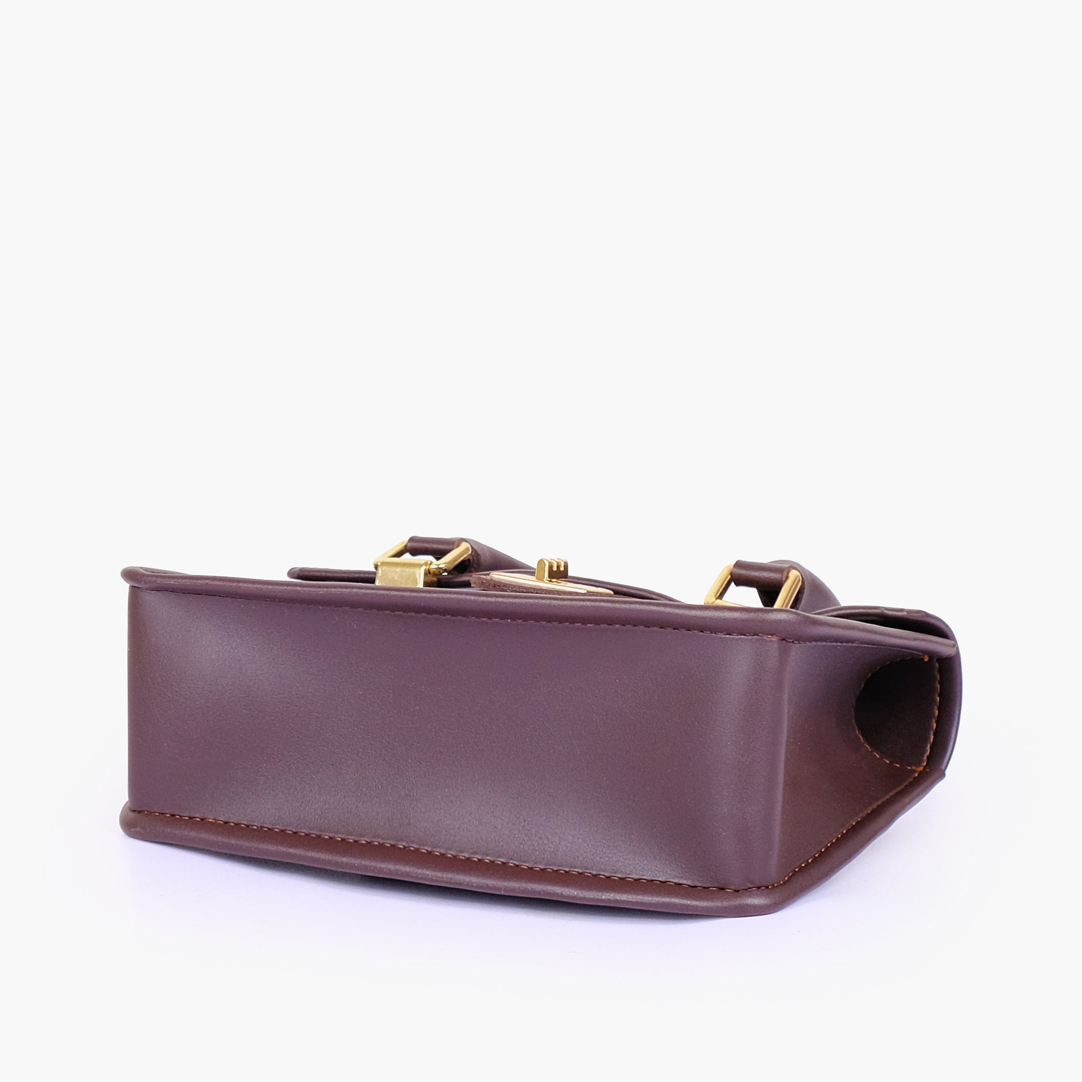 Dark brown patterned cross-body with flap