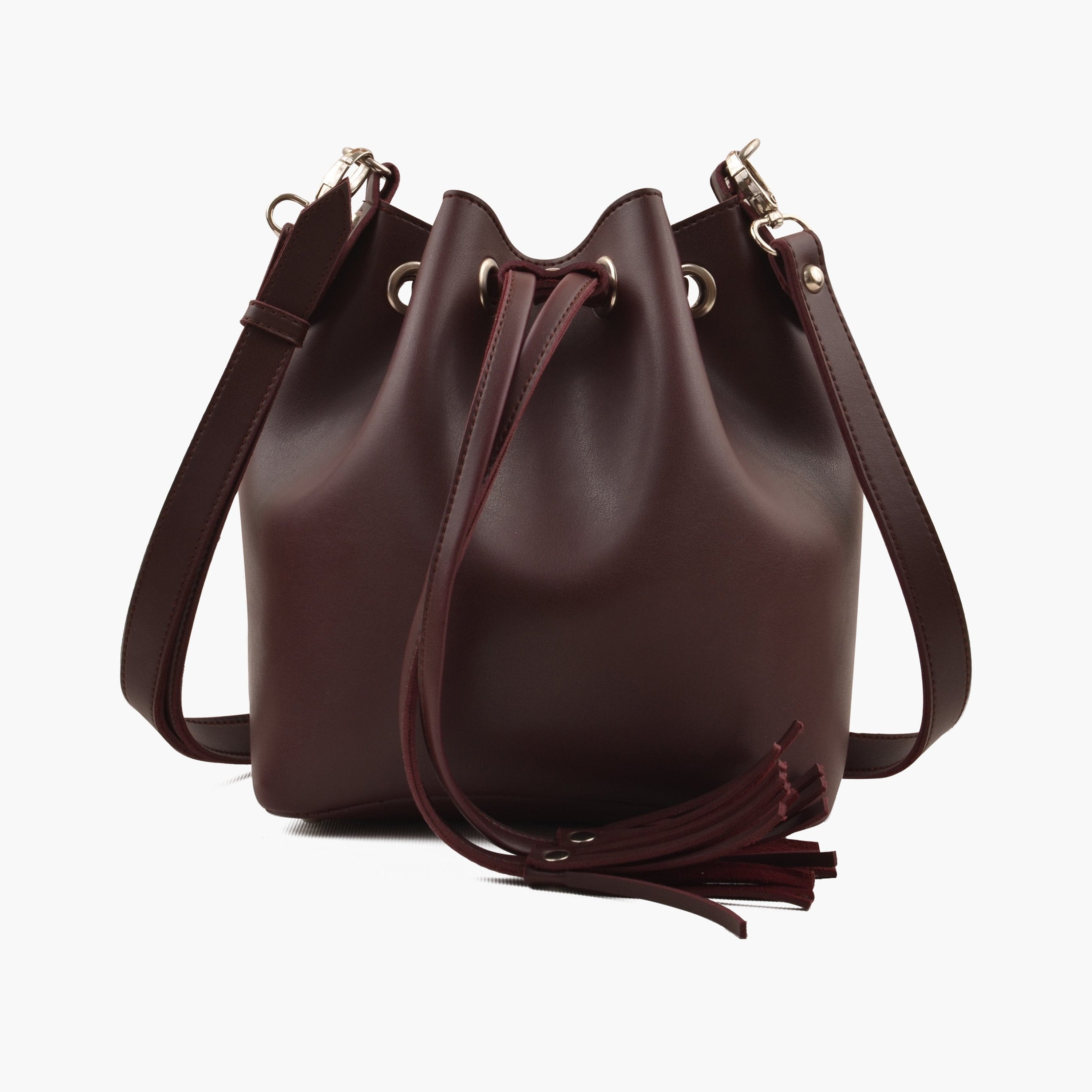 Burgundy bucket bag