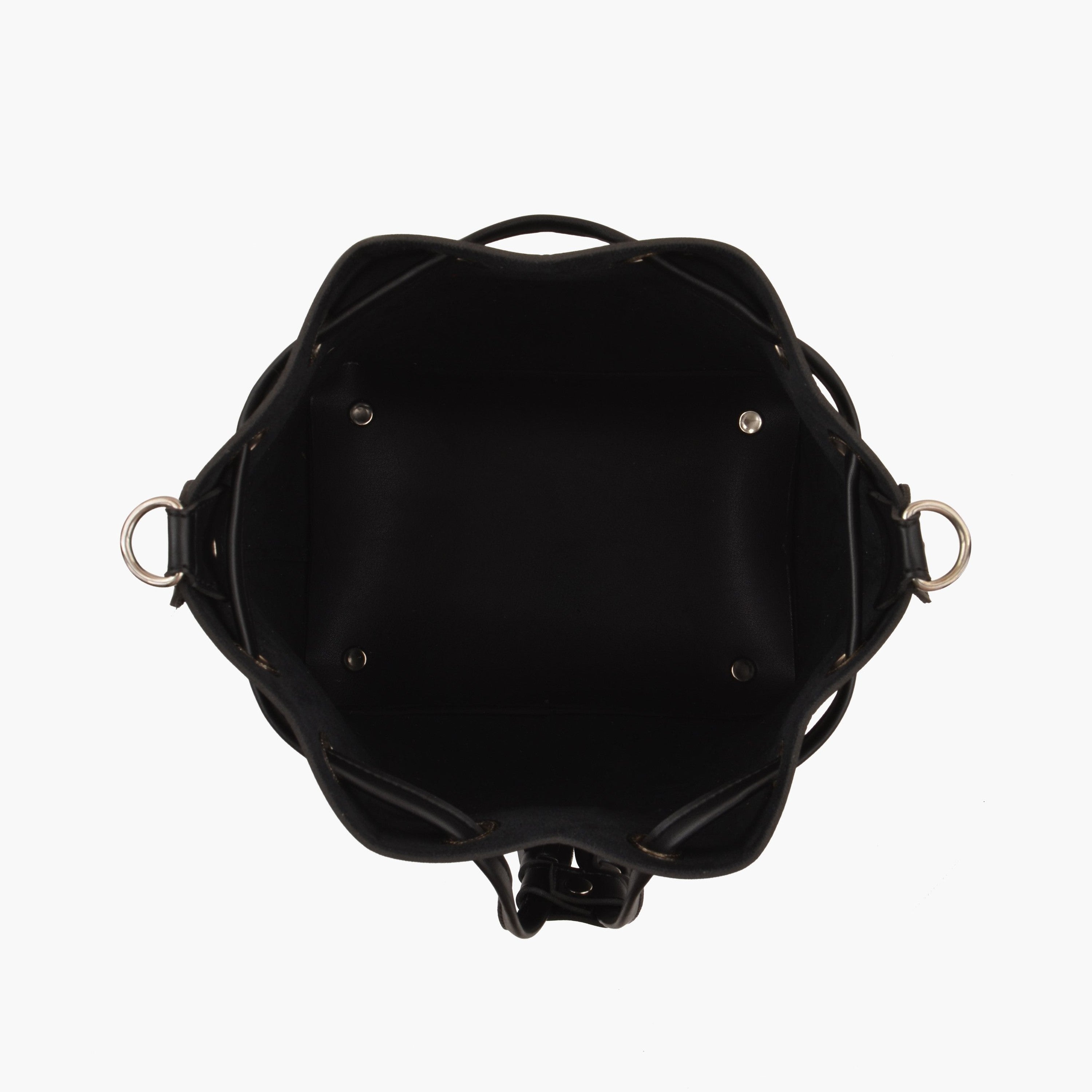 Black bucket bag