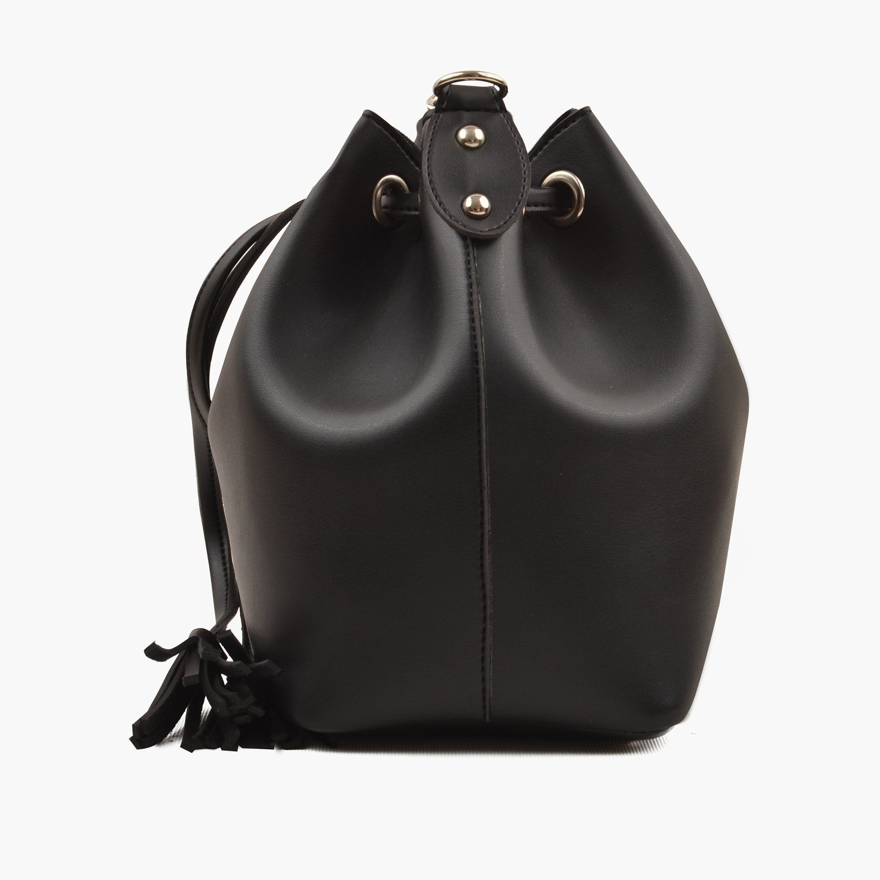 Black bucket bag