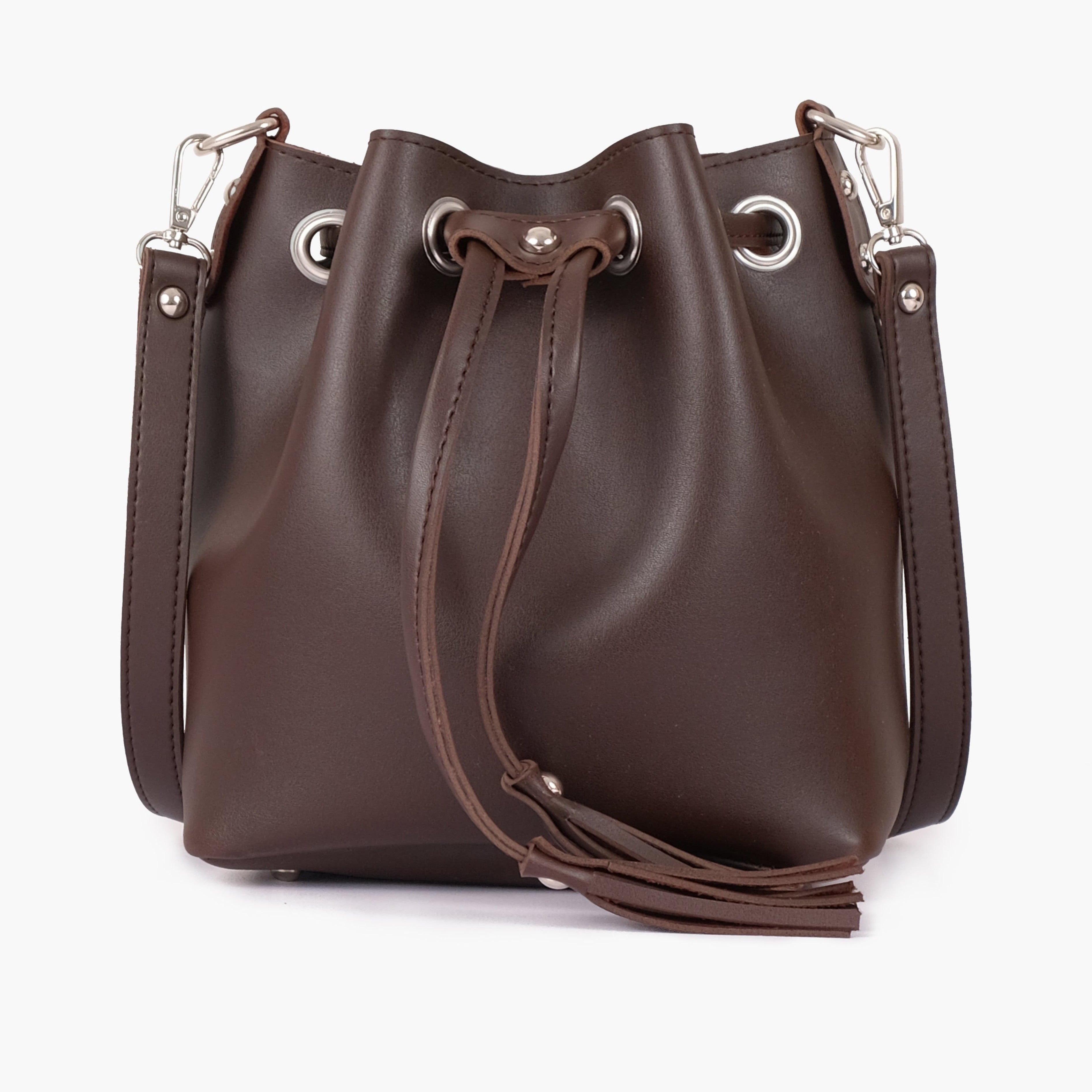 Dark brown bucket bag